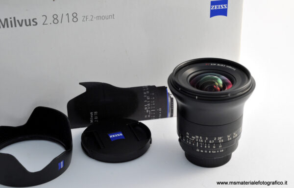 Obiettivo Zeiss Milvus 18mm f/2.8 (ZF.2 – mount, manual focus)